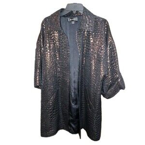 ST JOHN  Sz10 Metallic Copper Open Front Wool Silk Midi Opera Formal Coat Jacket